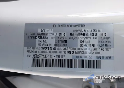 2018 Mazda Cx-9 Signature from USA, damaged, VIN JM3TCBEY4J0211418